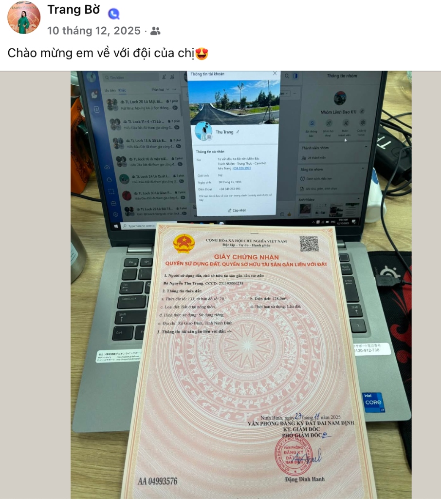 Chị Trang Bờ tích lũy sổ đỏ